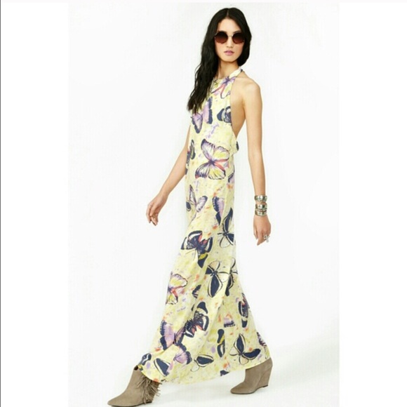 Nastygal Open Back Butterfly Maxi Dress