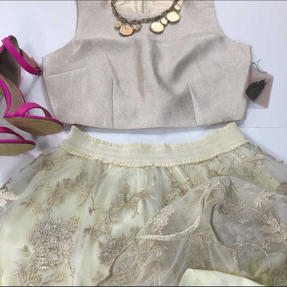 🛍 SOLD 🛍 Beautiful Champagne Laced Skirt - Picture 4 of 4