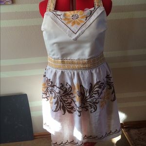Vintage tablecloth refurbished into an apron