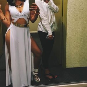 Sexy Side Split White Dress