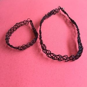 90's fake tattoo choker & bracelet set!
