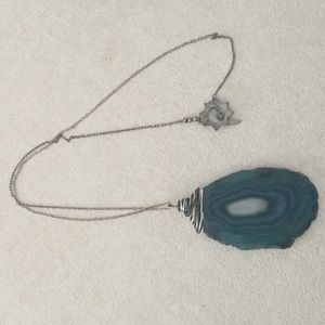 Blue agate slice necklace
