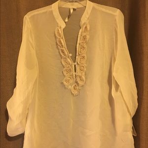 Cream Lauren Conrad Blouse w Floral Decor