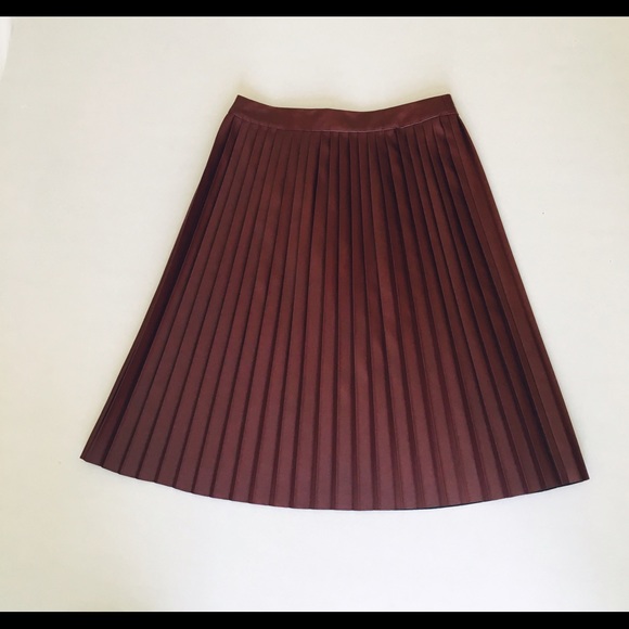 Pleated Faux Leather Skirt