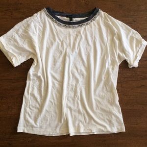 JCrew jeweled neck tshirt