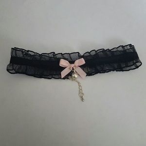 Black Choker With Pink Bow & Bell