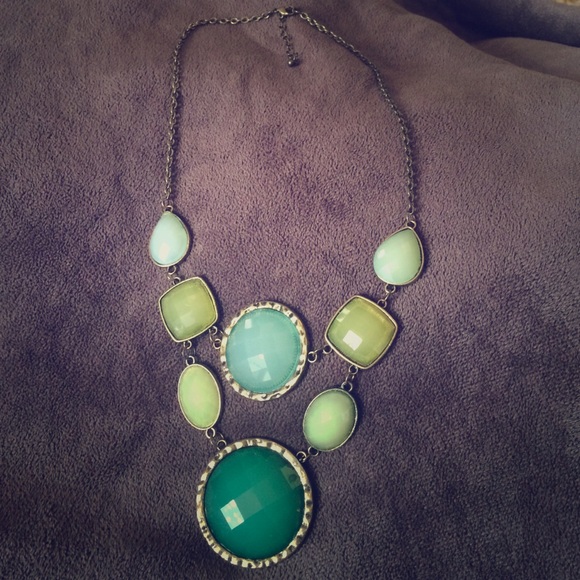 Emerald Peridot and Jade Statement Necklace