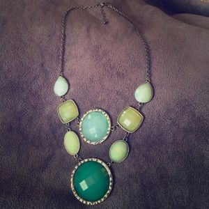 Emerald Peridot and Jade Statement Necklace