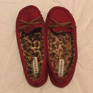 Red and cheetah moccasins