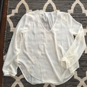 Cream, sheer blouse. Medium