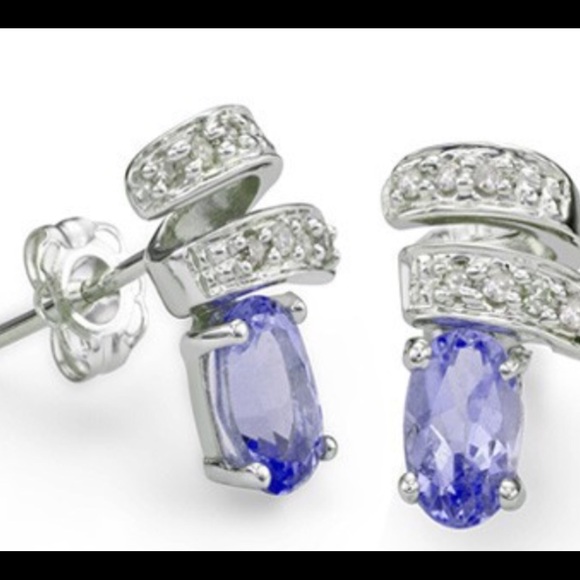 Tanzanite and Diamond 925 Sterling Earrings
