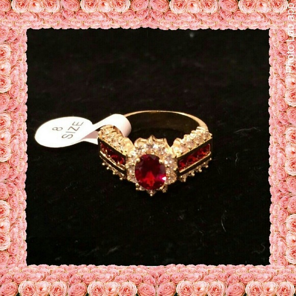 18KT Yellow Gold Filled Ruby Ring