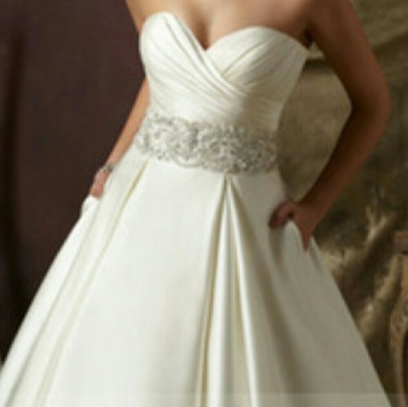 Ivory Satin Wedding Gown With Beading