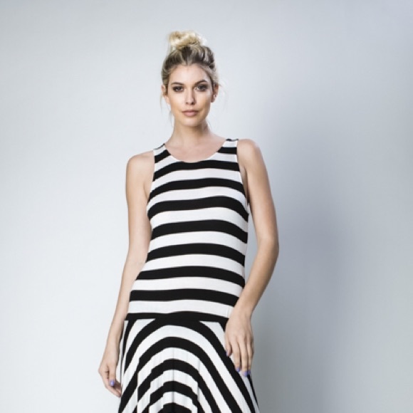 CLOSET CLEAR OUT Black and White Striped Dress - Picture 2 of 3