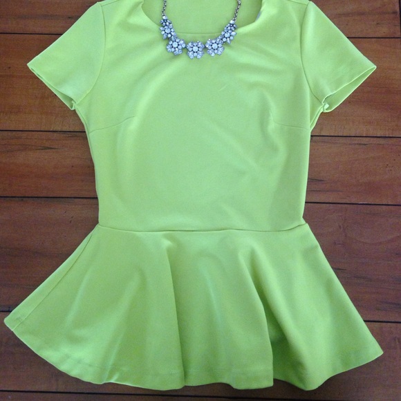 Forever 21 Tops - Peplum neon yellow top forever 21