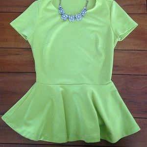Peplum neon yellow top forever 21