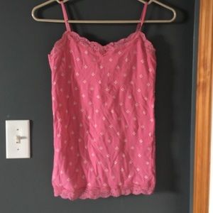 Tank top / pink with white detail and lace lining