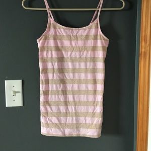 Tank top / light pink - sparkle gold strips