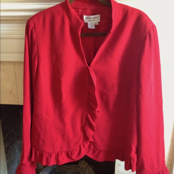 Adrianna Pappell Suit Jacket/ Blazer 16w Red EUC
