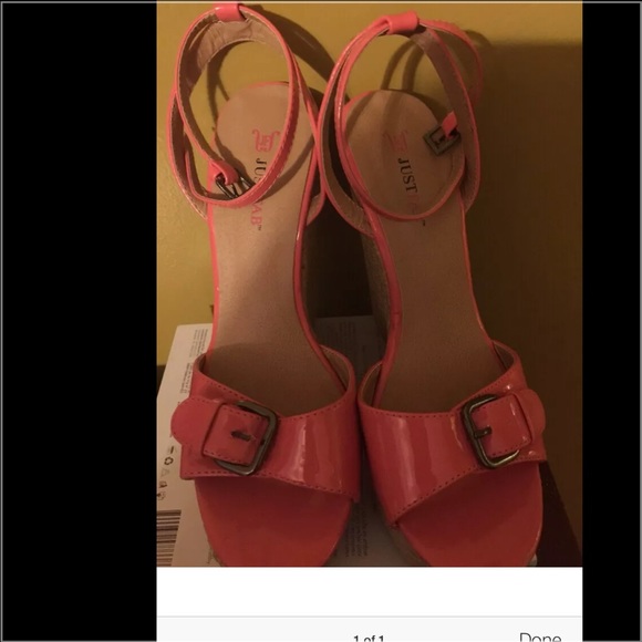 Pretty pink wedged pumps w/ strap