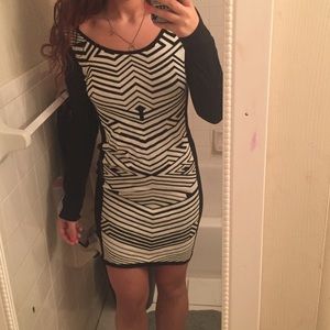 Mid length black and white dress