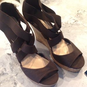 Brown cork wedge sz 10
