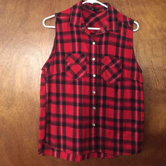 Plaid button down tank