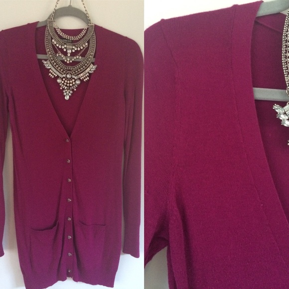 Express Long Bling-Button Cardigan