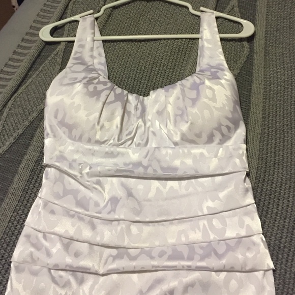 White cheetah print formal dress