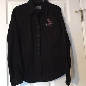 Long sleeved black denim shirt