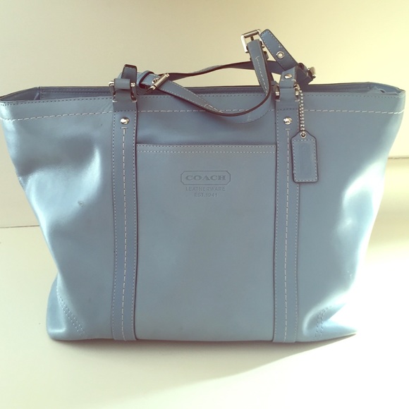 Baby Blue Leather Coach Handbag