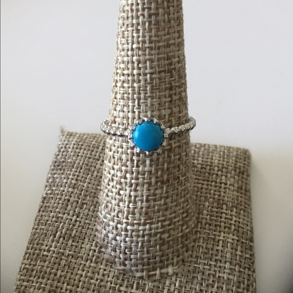 Turquoise Sterling Silver Ring w/beaded band