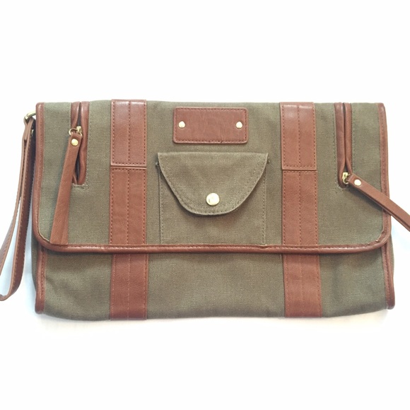 Olive Canvas Clutch - Picture 2 of 4