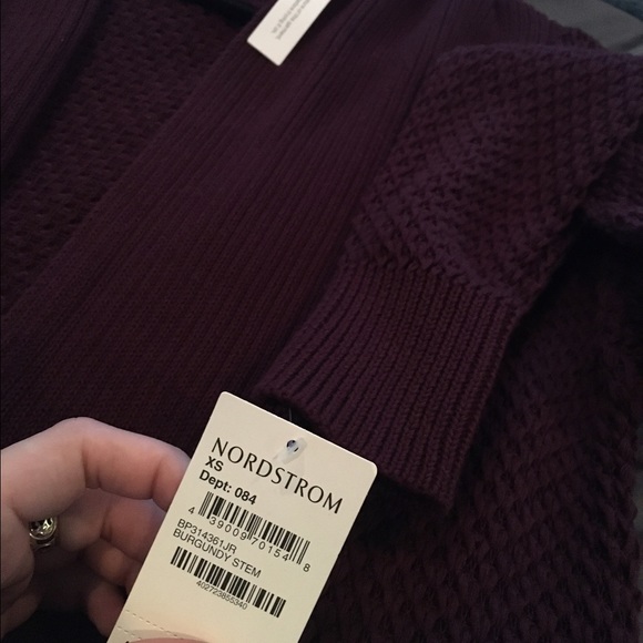 Burgundy colored long cardigan