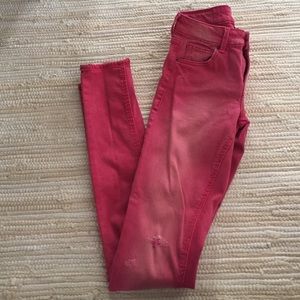 Factory distressed and faded H&M red skinnies