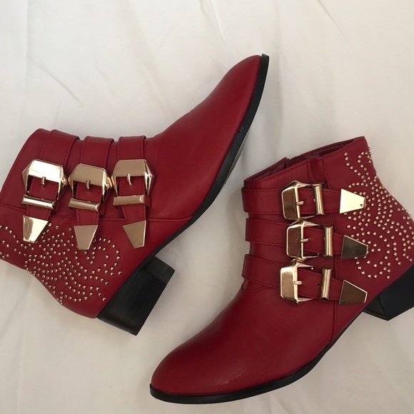 Red Buckle Booties