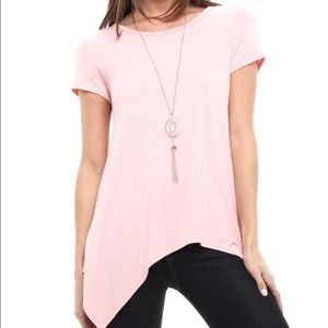 Soft blush tunic with necklace