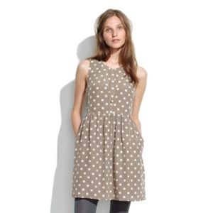 Shirred Silk Dress in Dot Madewell Jcrew