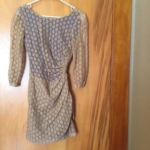 Tan with royal blue underneath dress