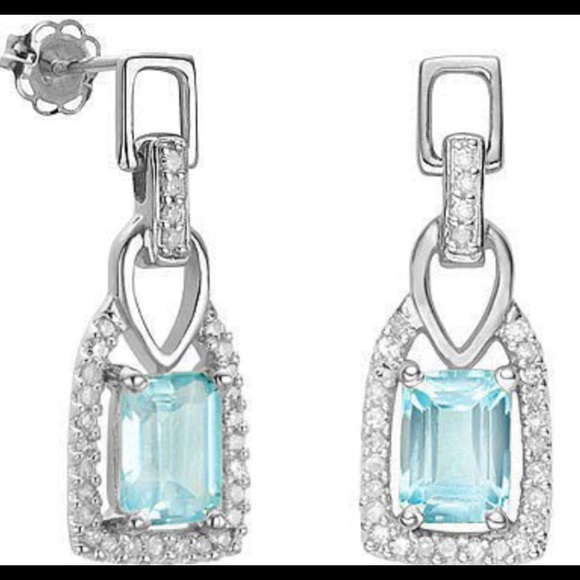 Blue Topaz And Diamond Earrings