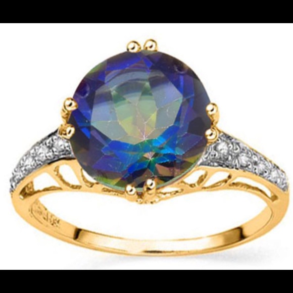 Ocean Mystic Gemstone and Diamond Ring - Picture 2 of 3