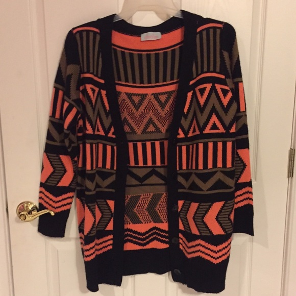 Cardigan Sweater with Aztec designs