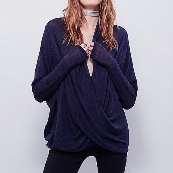 Free People Tops - Free People Sheila Drapey Wrap Front Knit Top