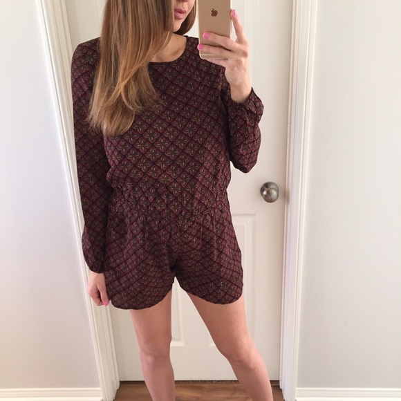 SOLD OUT • Black Printed Open Back Romper - Picture 2 of 4