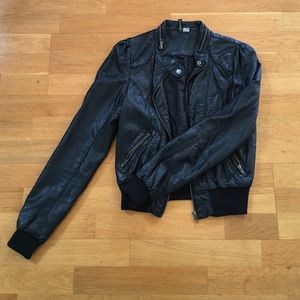 H&M faux leather jacket black size 8