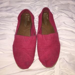 Hot pink woven Toms