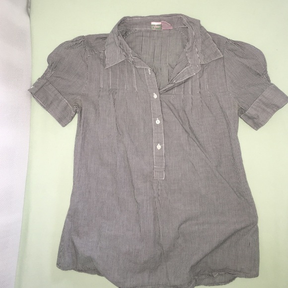 Pleated, puff shouldered blouse
