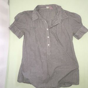 Pleated, puff shouldered blouse