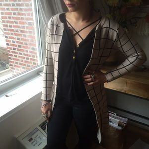 Plaid cardigan tan NWOT