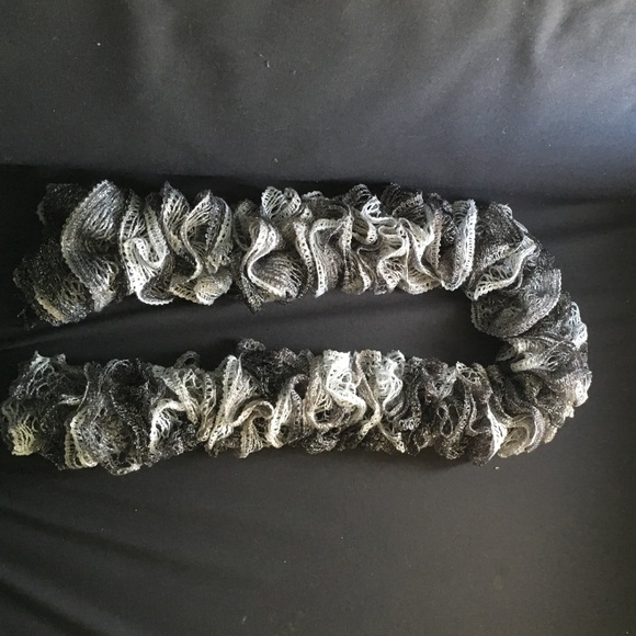 Hand knitted ruffle scarf